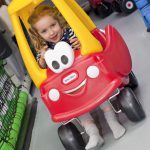 harri_jan16_34 Little girl in her car on the Toddler Town Kart Track at Kidabulous, Sunbury on Thames