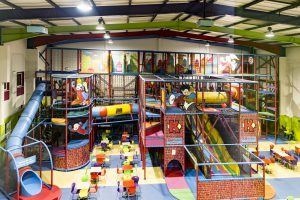 Giant playframe 'Adventure World' at Kidabulous indoor playground/soft play area in Surrey
